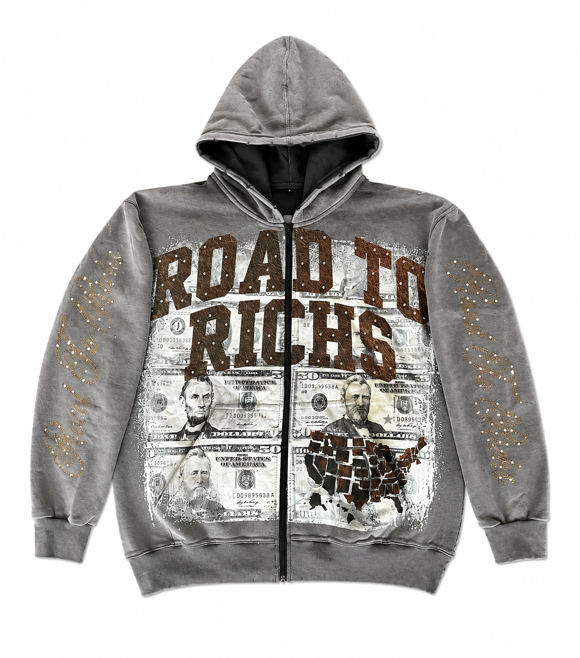 Dollar Sign Zip Up Jackets